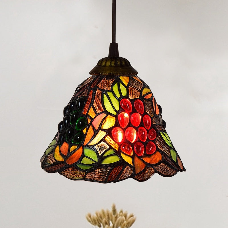 Lustre de salle à manger de jardin en vitrail de style américain