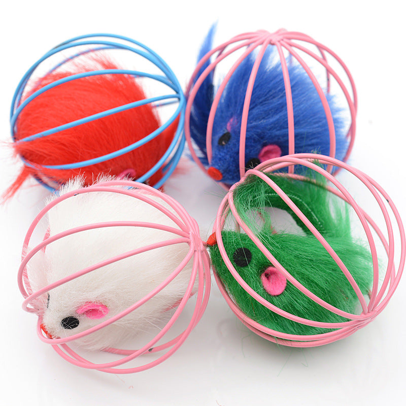 Wire cage mouse cat toy