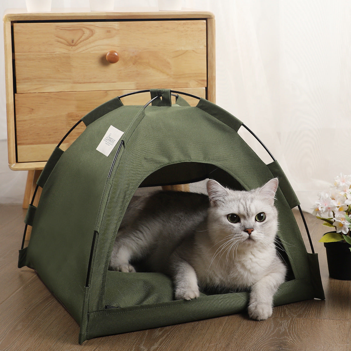 Cat Tent Bed With Removable Non-Slip Soft Pad, Portable Pet Tent Cave For Cats And Small Dogs Kitten Breathable Self-Cooling Pet Mat For Dogs And Cats