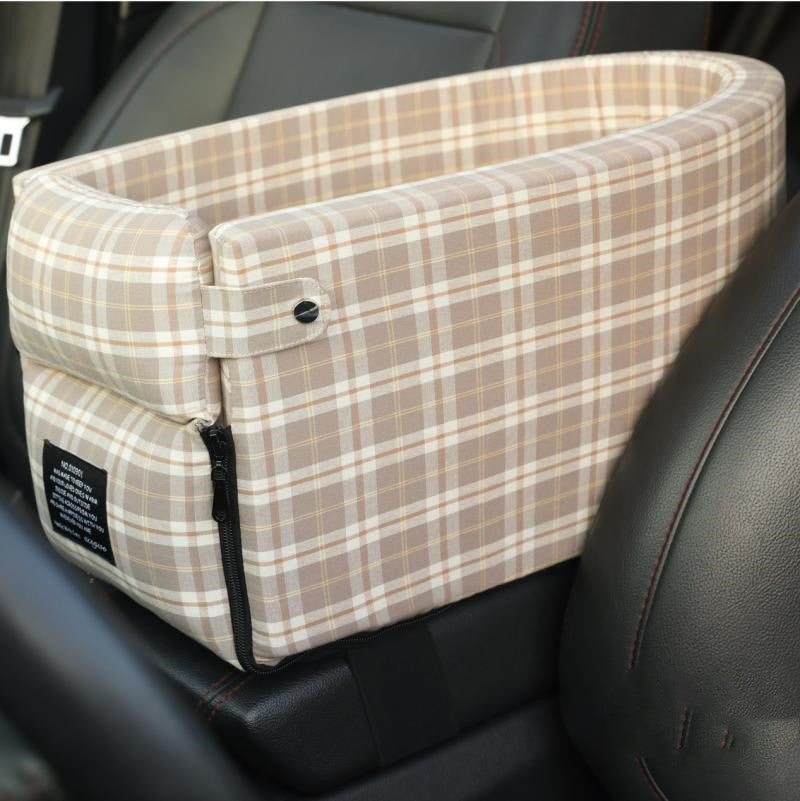 Asiento de coche portátil para mascotas, con control central, antideslizante, para perros, caja de seguridad con reposabrazos, cama elevadora para perros pequeños y gatos