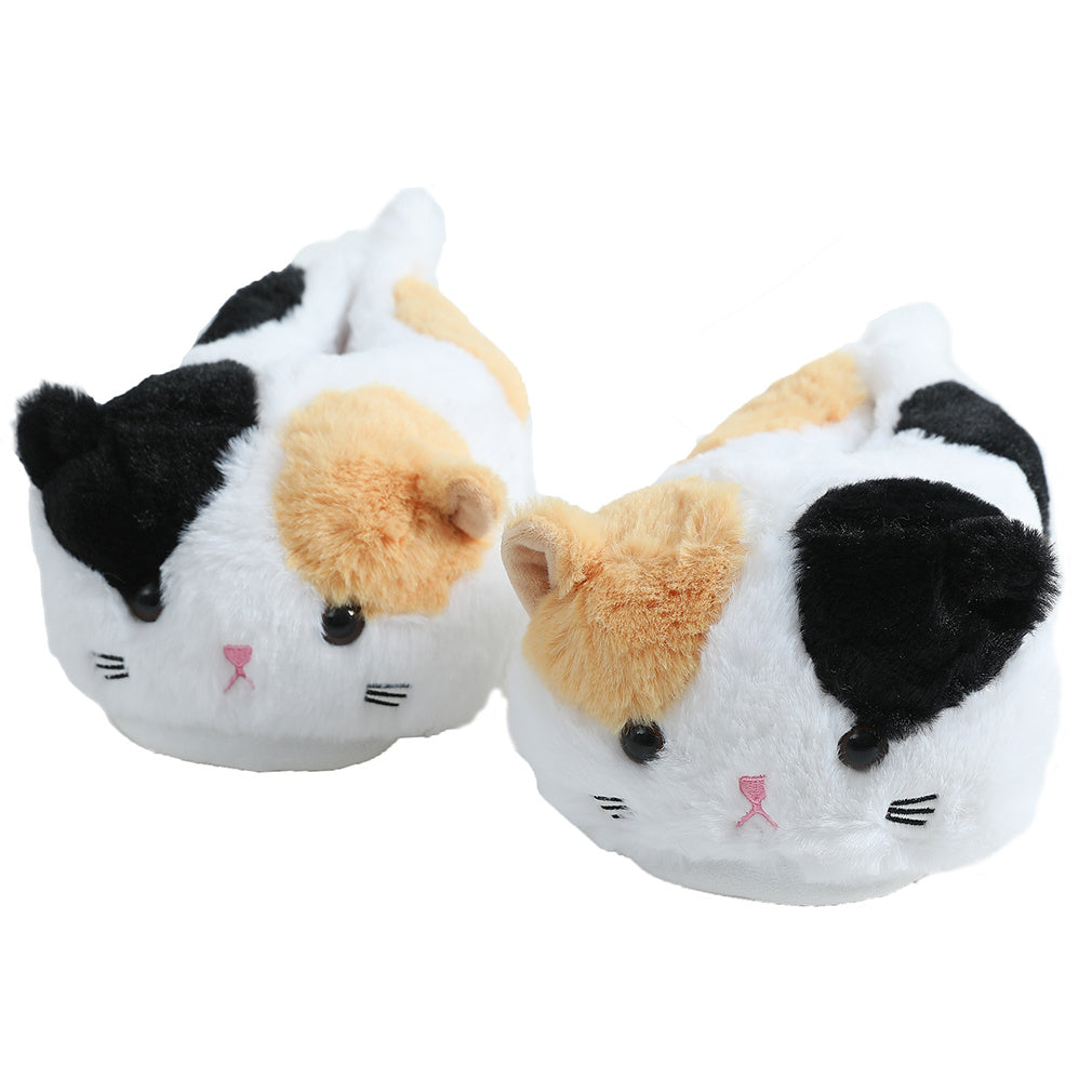 White Black Cat Slippers Animal Home Shoes