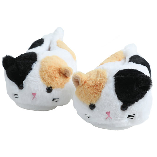 Pantoufles chat blanc et noir, chaussures de maison pour animaux