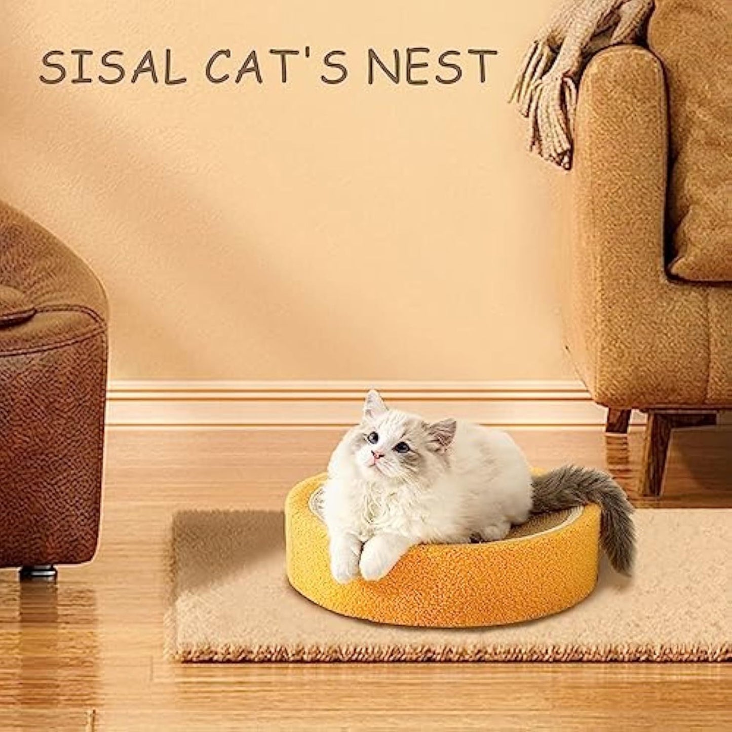 Orange Cat Scratching Board Sisal Cat Scratching Board,Round Cat Bed Sisal Cat Toys Fruit Cat Scratching Board Wear Resistant Sisal Cat Supplies To Meet The Cat's Nature Of Grinding And Scratching