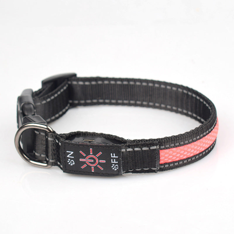 Collar para mascotas de malla de nailon luminoso LED, puerto de carga tipo c, resistente al agua