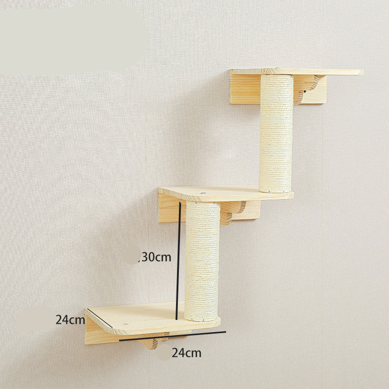 Solid Wood Wall Mounted Sisal Pole Cat Toy Platform Grabbing Board Grinding Grabbing