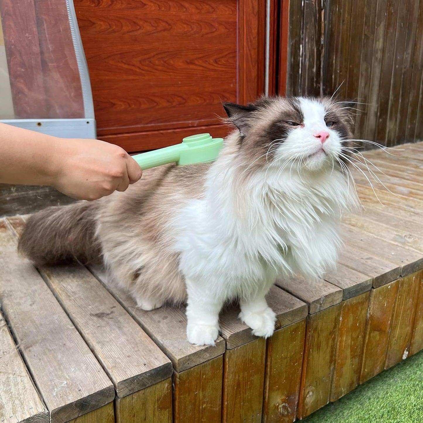 Cepillo de aseo 2 en 1, cepillo para quitar el pelo y cepillo para quitar el pelo suelto para gatos de pelo largo de interior y gatos y perros que mudan el pelo, fácil de limpiar y lavar, fácil de guardar y colgar