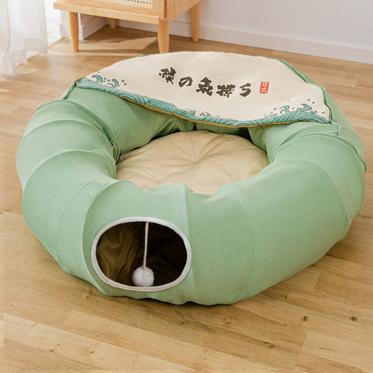 Cama plegable extraíble y lavable de juguete de túnel para nido de gato