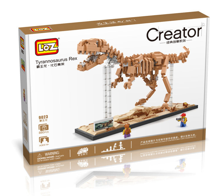 LOZ bloques de diamantes dinosaurio T Rex fósil cráneo Animal modelo juguetes Mini Nano bloques dinosaurio LOZ creador de ladrillos tiranosaurio 