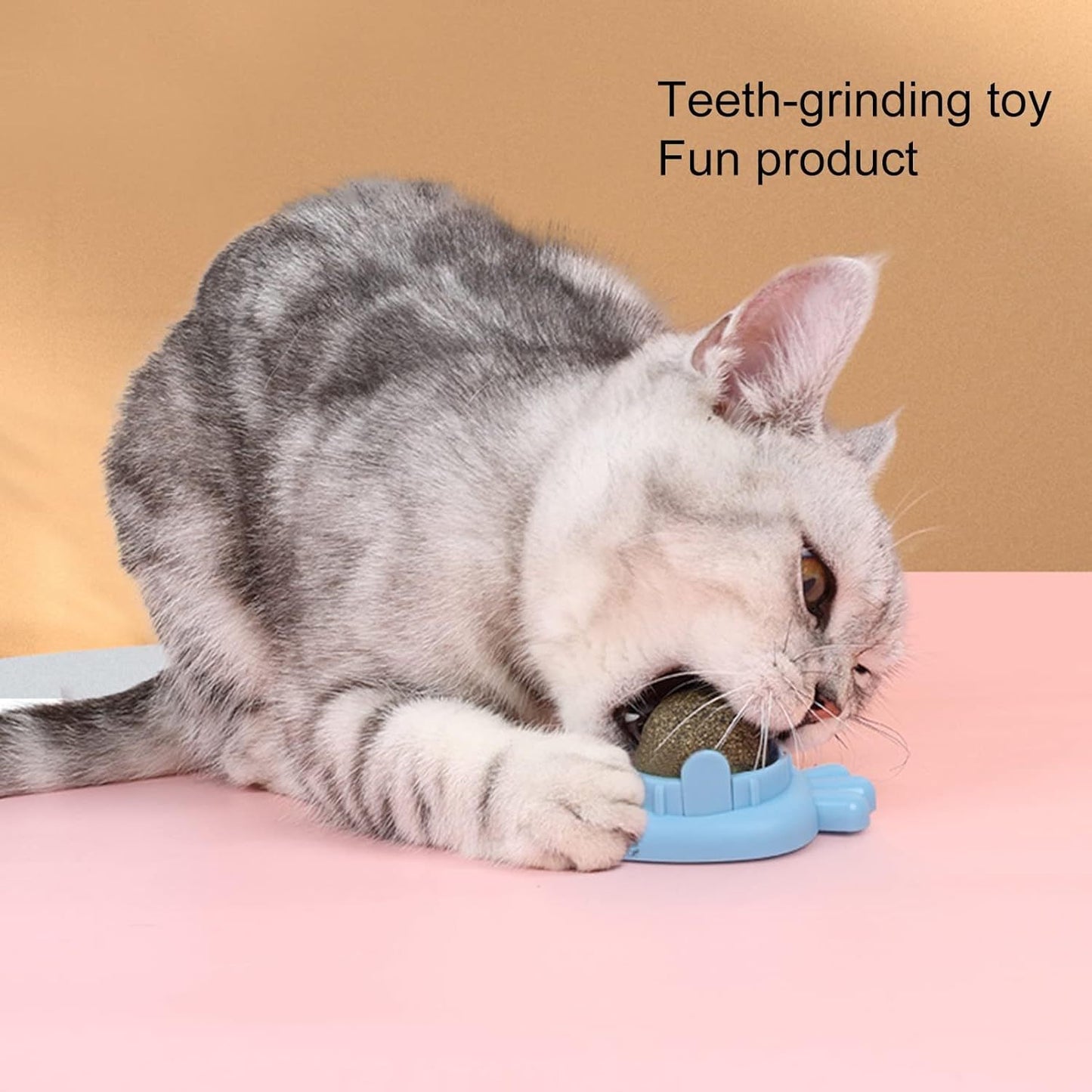 Juguetes de hierba gatera autoadhesivos con forma de zanahoria, bolas de hierba gatera para gatos de interior, bolas de menta para montar en la pared para limpiar los dientes de los gatos, color azul