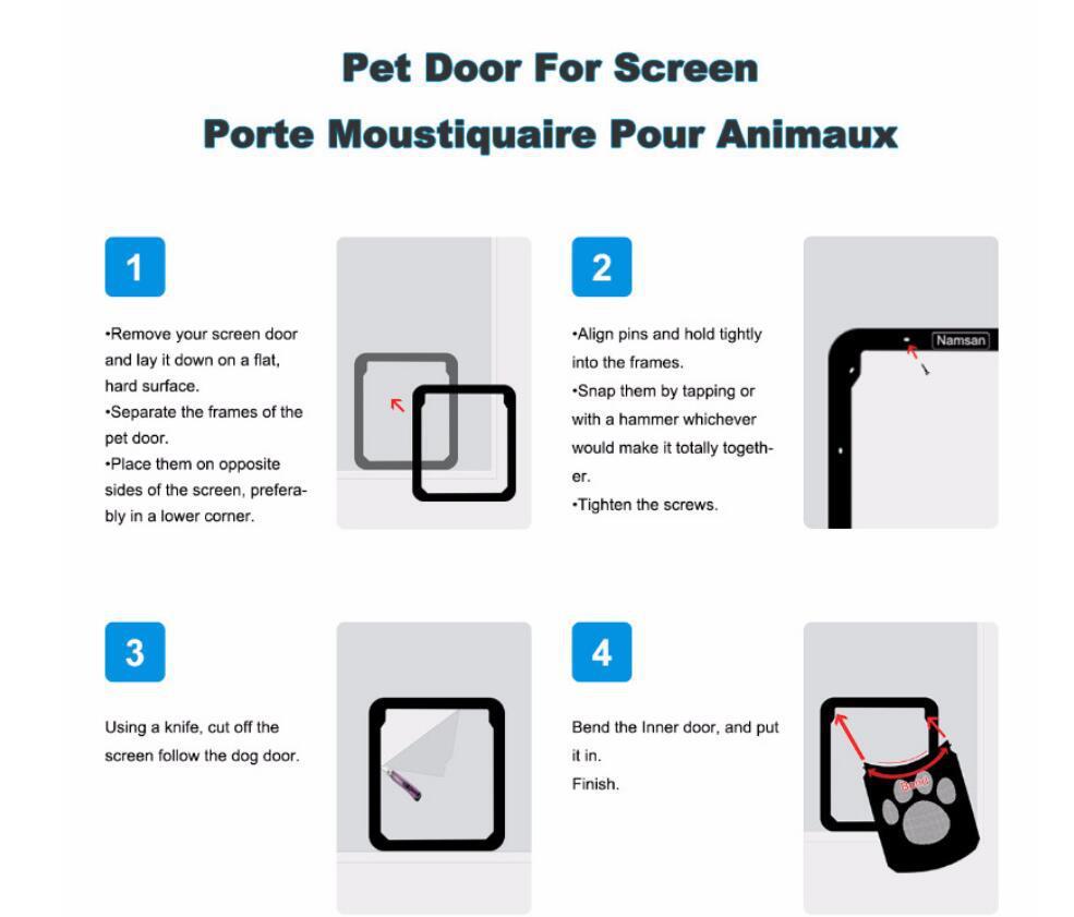 Way Lockable Plastic Pet Big Dog Cat Door For Screen Window Safety Flap Gates Pet Tunnel Dog Fence Free Access Door For Home