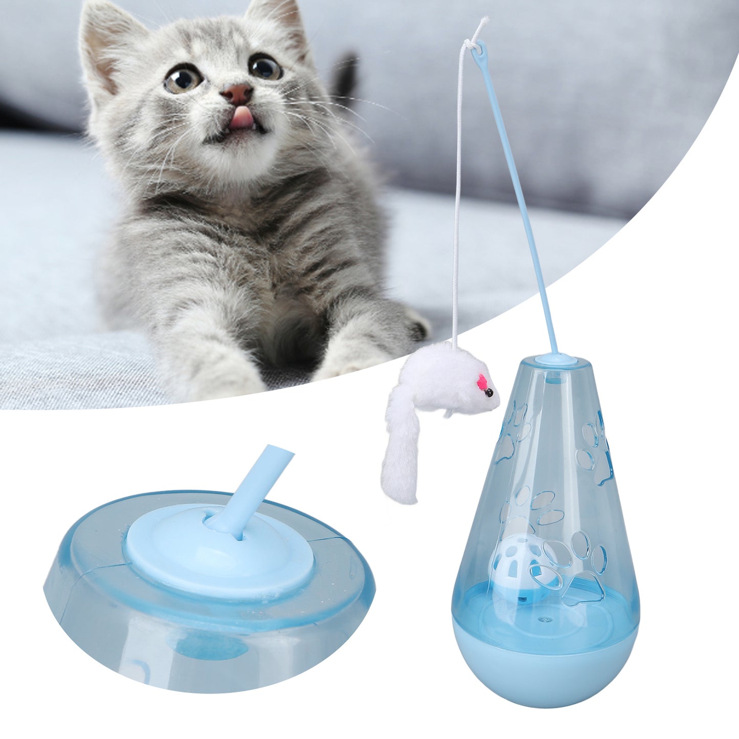 Cat Toy Cat Built In Bell Ball Interactive Snack Toy With Plush Mouse Cat Stick For Indoor Cats Kittens