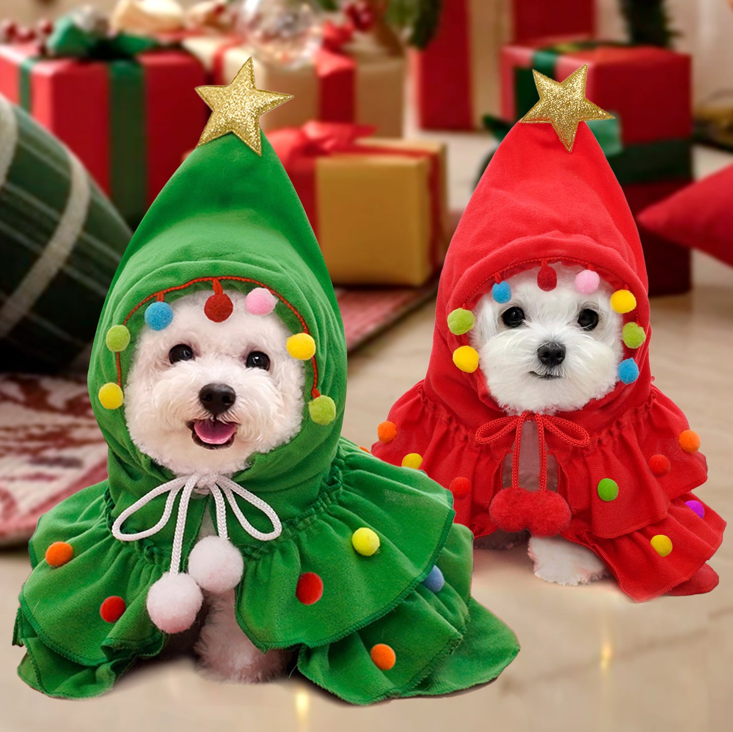 Autumn And Winter Christmas Pet Clothes Two-color Cloak Pet Cape And Shawl Dog Pet Costume