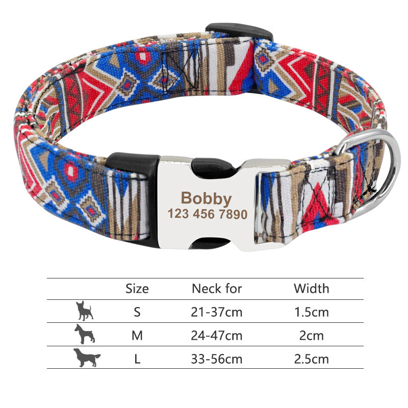 Collar de perro de nailon ajustable, identificación personalizada para perros y gatos