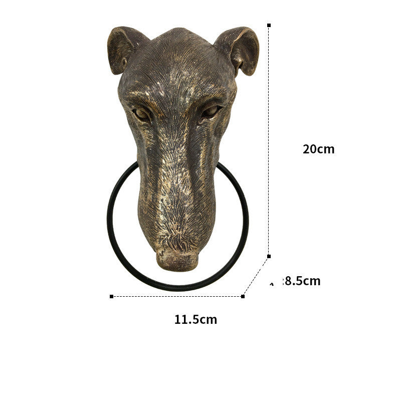 Anillo de puerta con cabeza de animal, artesanía decorativa interior para el hogar