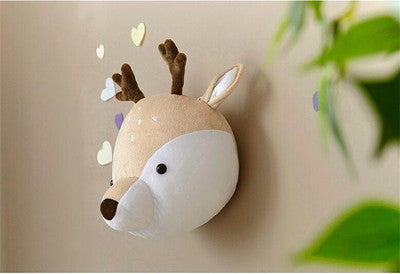 Ins animal head wall decoration cloth children''s room wall decoration Nordic creative bedroom wall hanging