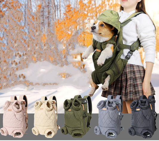 Winter Thickened Pet Outing Portable Strap Chest Backpack