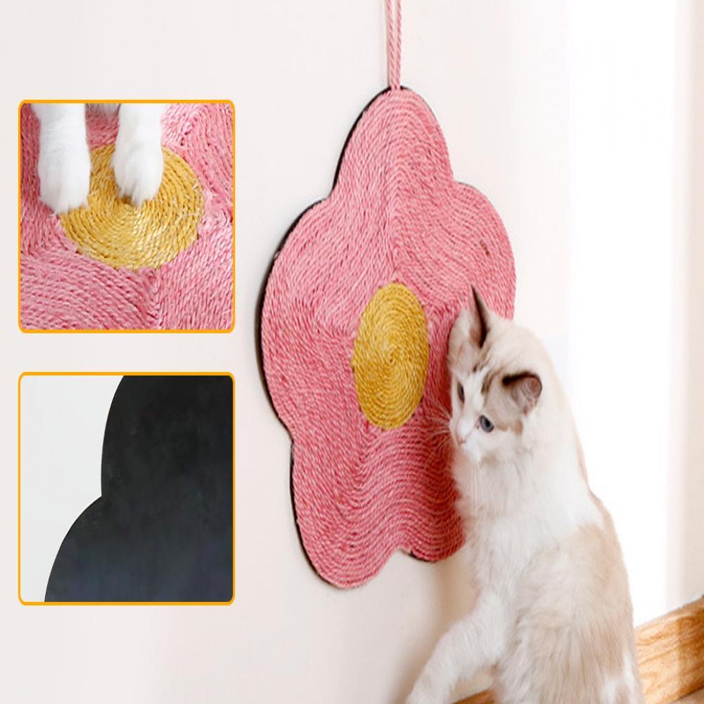 Tapis à gratter pour chat en sisal naturel sans trace, tapis à gratter pour chat en forme de fleur orange, tapis à griffes pour chats d'intérieur