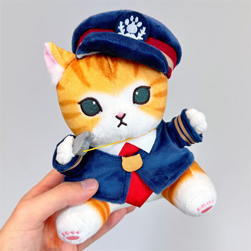 Cute Train Conductor Cat Toy Doll Pendant