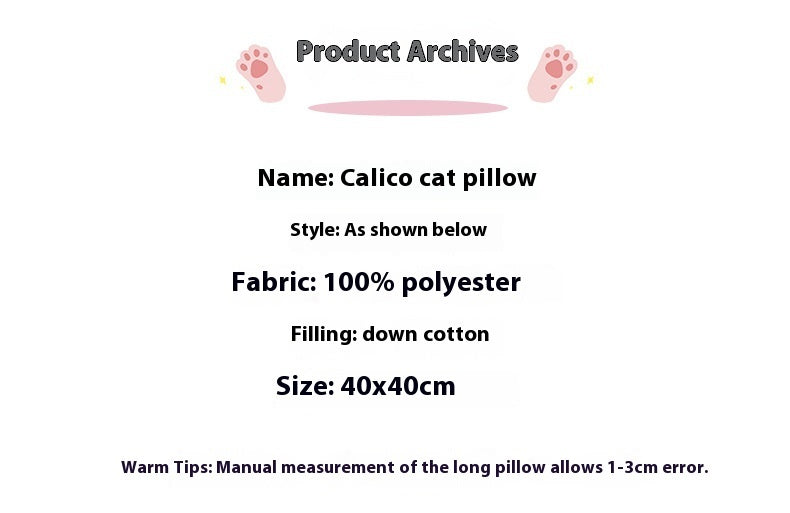 Square Cat Pillow Sleeping Plush Doll