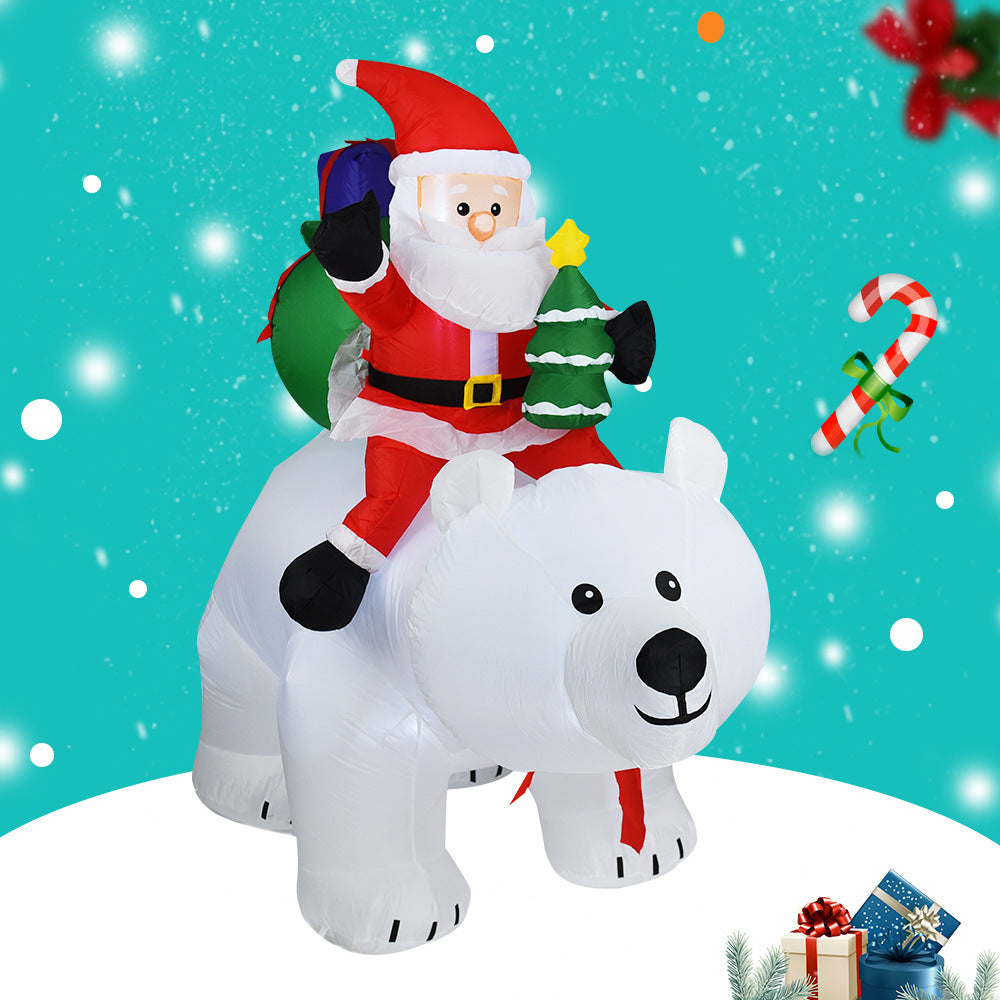 Papá Noel inflable montando oso Polar 2M juguete inflable de Navidad muñeca interior exterior jardín decoración de Navidad