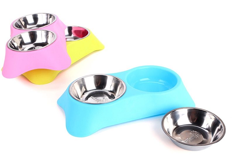 Cuenco doble de silicona con protector solar para mascotas Cuenco de comida antideslizante de silicona no tóxica y respetuoso con el medio ambiente para perros