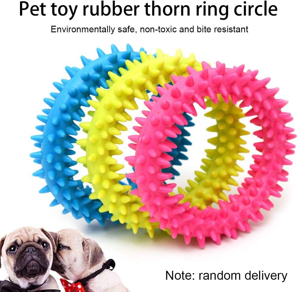 Juguete para masticar para perros, anillo circular con púas de TPR, juguete para morder para perros, juguete para limpiar dientes, suministros para mascotas