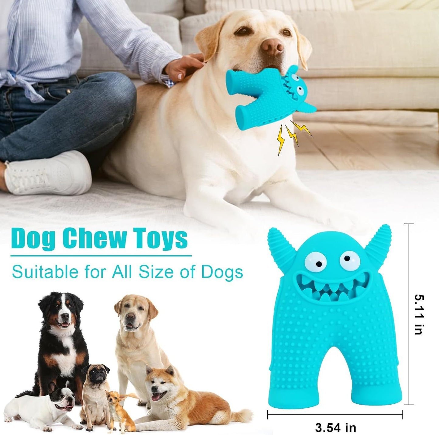 Jouets couineurs pour chiens pour mâcheurs agressifs, jouet à mâcher interactif durable pour petits chiens, jouets de nettoyage des dents en caoutchouc naturel pour chiots