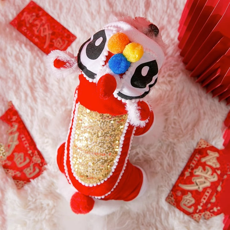 Spring Festival Xingshi Pet Costume Small And Medium-sized Chinese New Year Celebration Joyous Clothes Cat Clothing