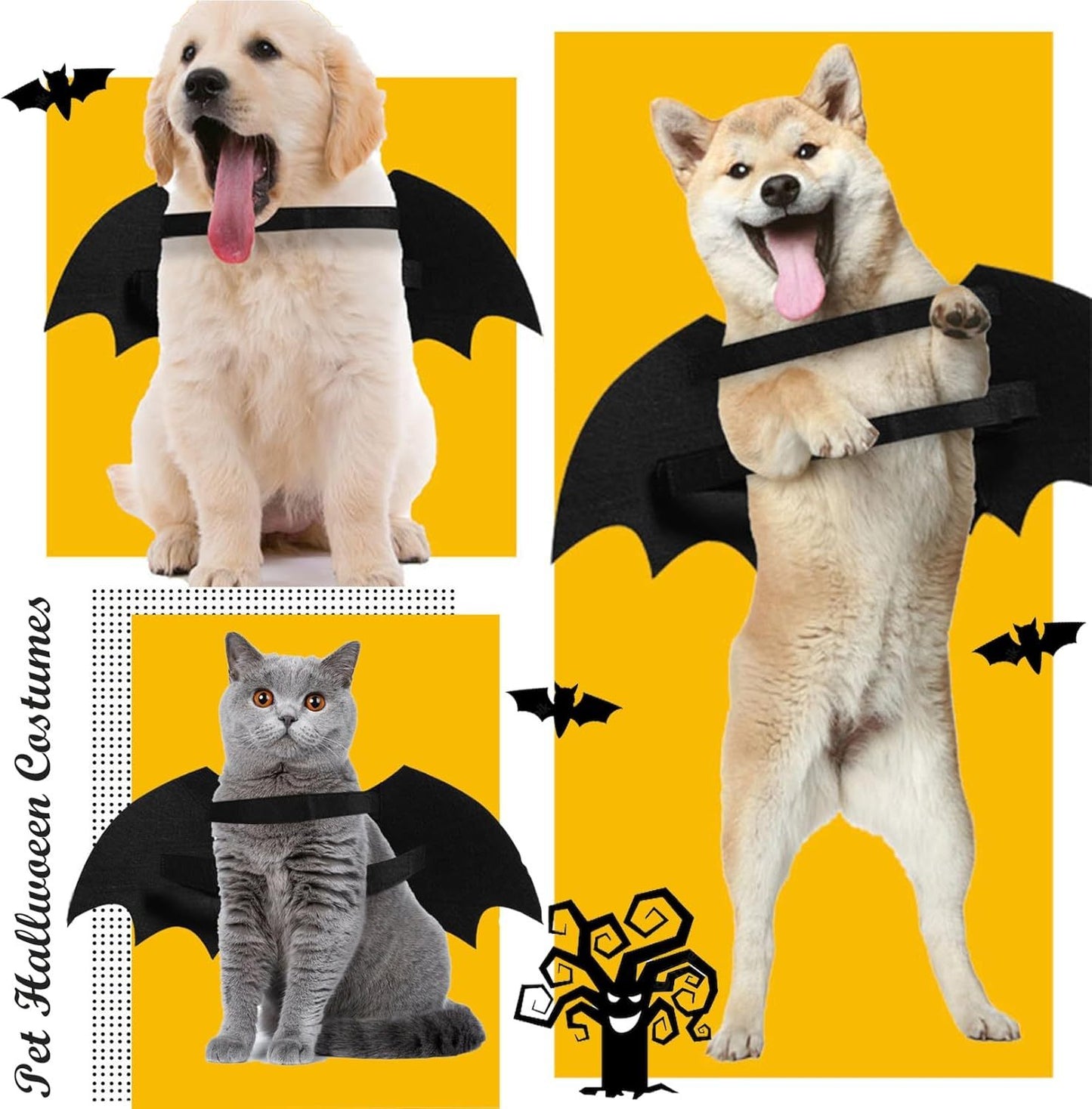 Disfraces de Halloween para perros Disfraz de murciélago para perros Esqueleto luminoso fresco Hueso Alas de murciélago Disfraces de cosplay para mascotas Ropa de vestir para perros y gatos pequeños, medianos y grandes