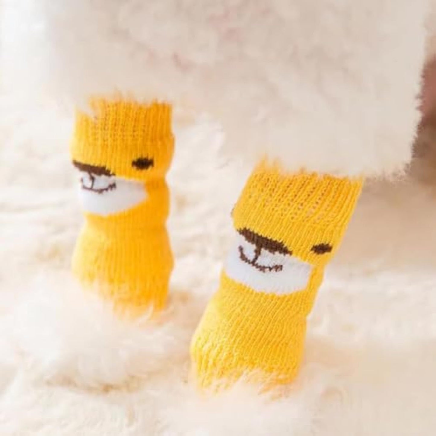 4-Piece Set Of Pet Socks Winter Warmth Pet Dog Leg Socks Puppy Short Boots Dog Front Leg Support Dog Leg Protection Pet Leg Cover Dog Cat Pet Dog Socks Polyester Dog Cat Foot Support