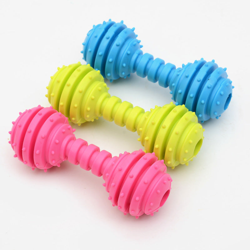 TPR Rubber Barbell Pet Toy