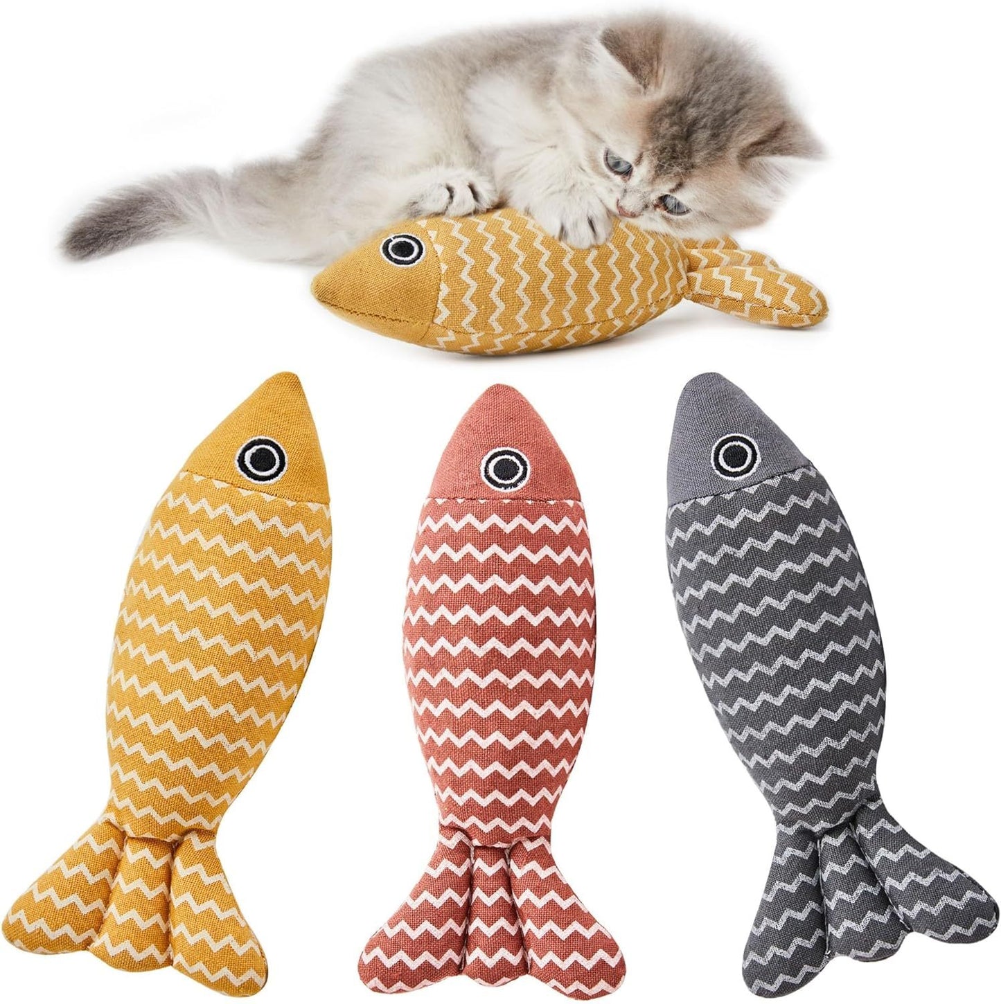 3 pièces jouets d'herbe à chat jouets de chat de poisson jouets de chat d'auto-jeu pour chats d'intérieur et chaton jouet de chat d'herbe à chat jouet interactif de coup de pied d'exercice de chaton pour les chats d'intérieur 