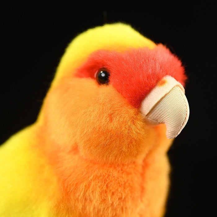 Juguete de peluche de loro de simulación de muñeca de loro de peonía de melocotón amarillo