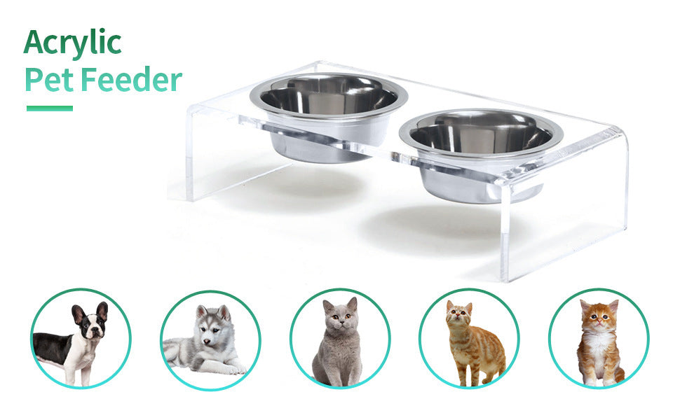 Alimentador de acrílico para perros y gatos, estante de alimentación para perros y gatos pequeños