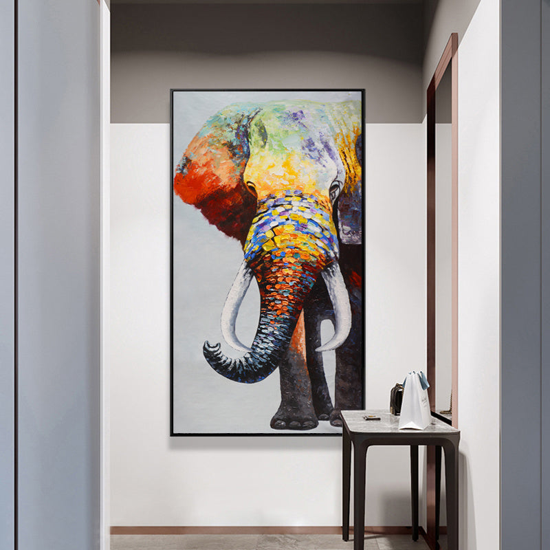 Peinture à l'huile d'éléphant abstraite, toile murale avec animaux, décor de maison et de salon