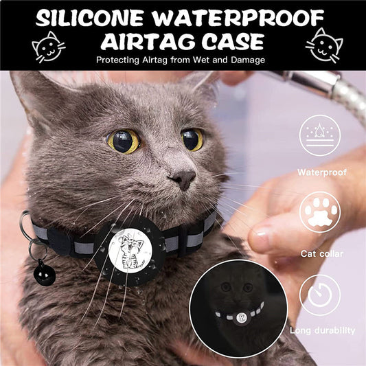 Apple Airtag Tracker housse de protection Anti-manque collier de positionnement pour animaux de compagnie collier de cloche réfléchissant pour chat