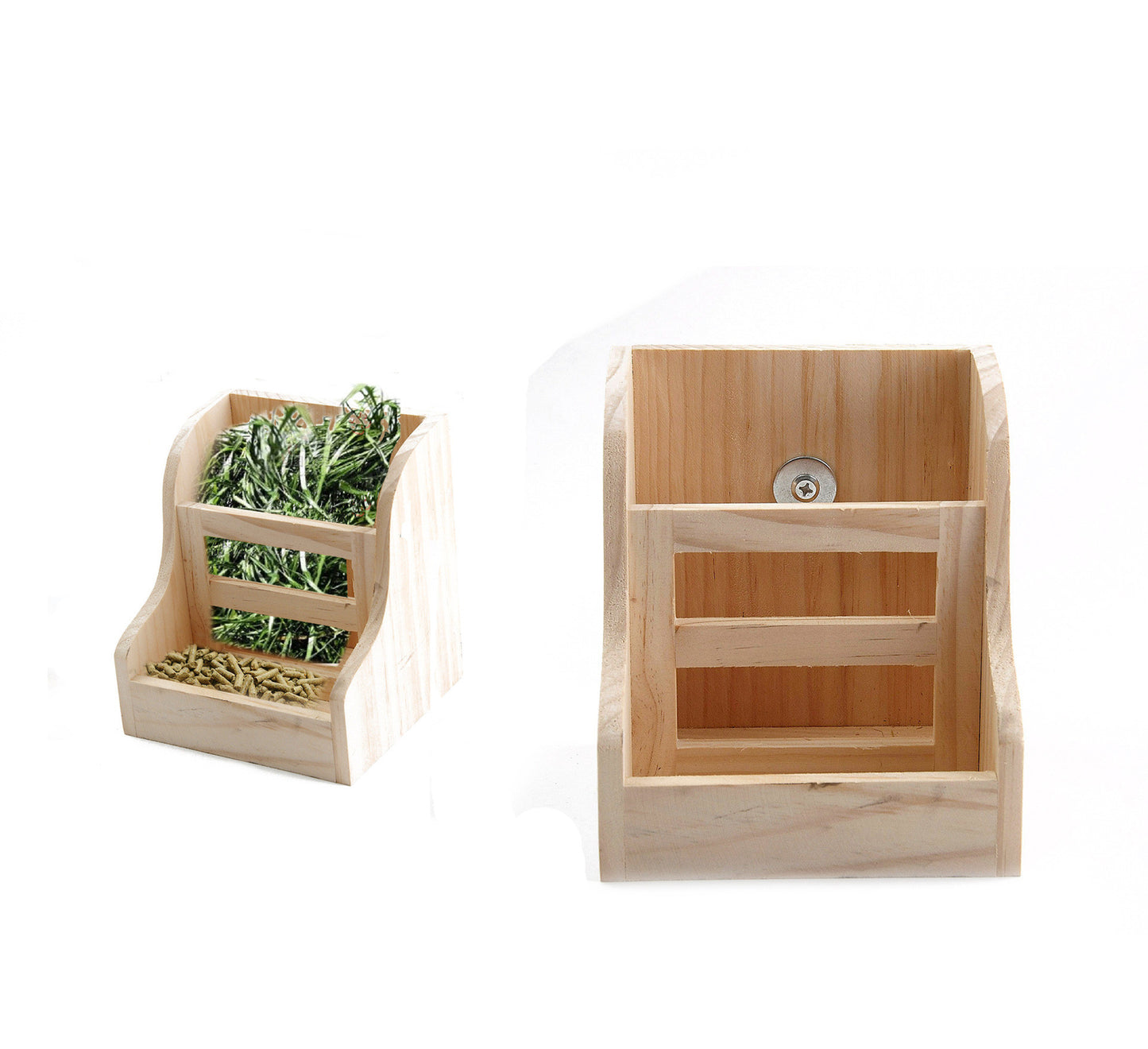 Wooden Grass Rack And Food Box Rabbit Chinchilla