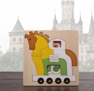 Wood Cartoon Animals Puzzle