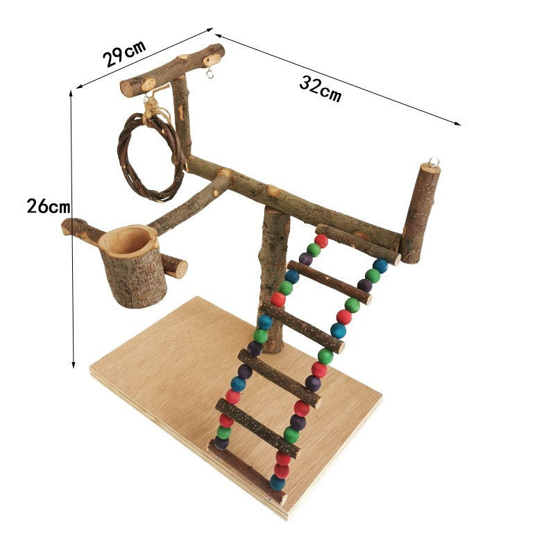 Solid Wood Parrot Station Frame Training Bird Shelf Parrot Toys