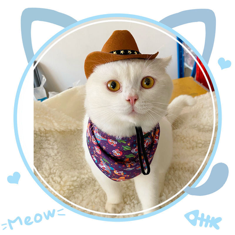 Elegante sombrero de vaquero para gatos, sombreros de estrella para gatos, perros, gorras suaves ajustables, fiestas callejeras, sesiones de fotos, accesorios universales, ropa