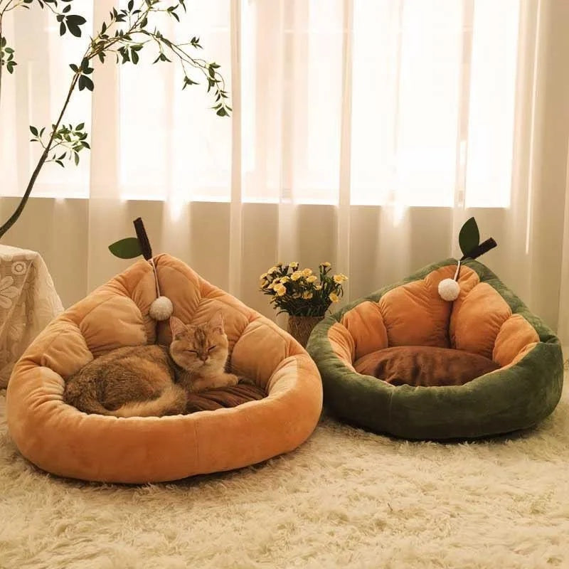 Bonita casa para gatos y gatitos, cálida y suave cama de algodón para invierno para perros y gatos, nido acogedor para perros pequeños y medianos 