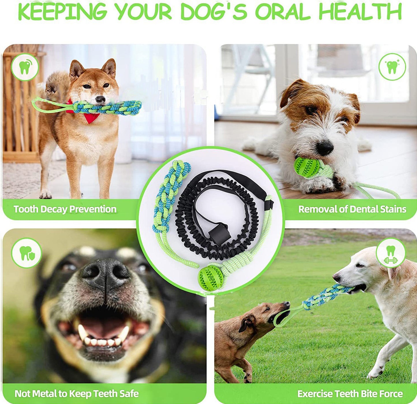 Cuerda para tirar de la cuerda para perros, juguete para limpiar muelas y morder dientes, para exteriores e interiores