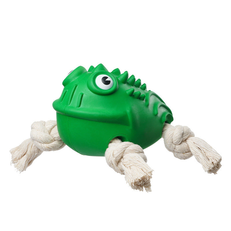 New Indestructible Robust Rubber Cotton Toad Dog Toy For Aggressive Chewers Toad Shape Unbreakable Interactive Dog Chew Toys Chew-Resistant Toad Squeaky Dog Toy For Teeth Cleaning