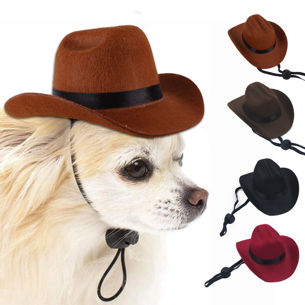 Pet Dog Cowboy Hat Headgear Cat Funny Headwear Outdoor Adjustable Dog Caps Performance Photo Props Cosplay Accessories