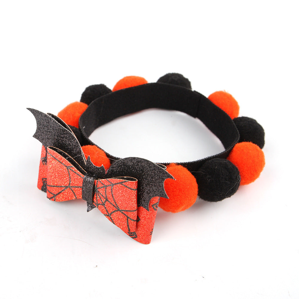 Collar con bola de pelo para mascotas de Halloween, accesorios de calabaza