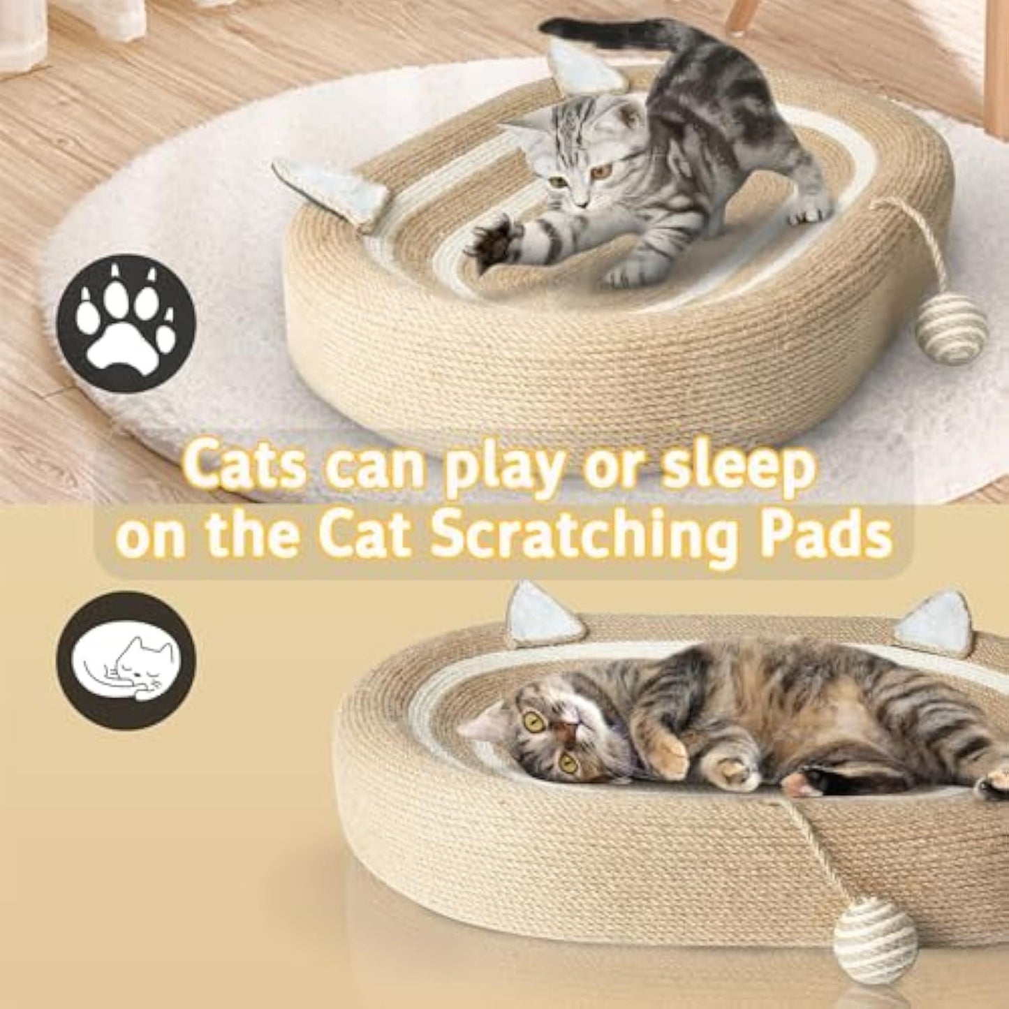 Cama rascadora para gatos 3 en 1, almohadillas rascadoras de sisal para gatos, camas rascadoras para gatos de interior con antideslizante