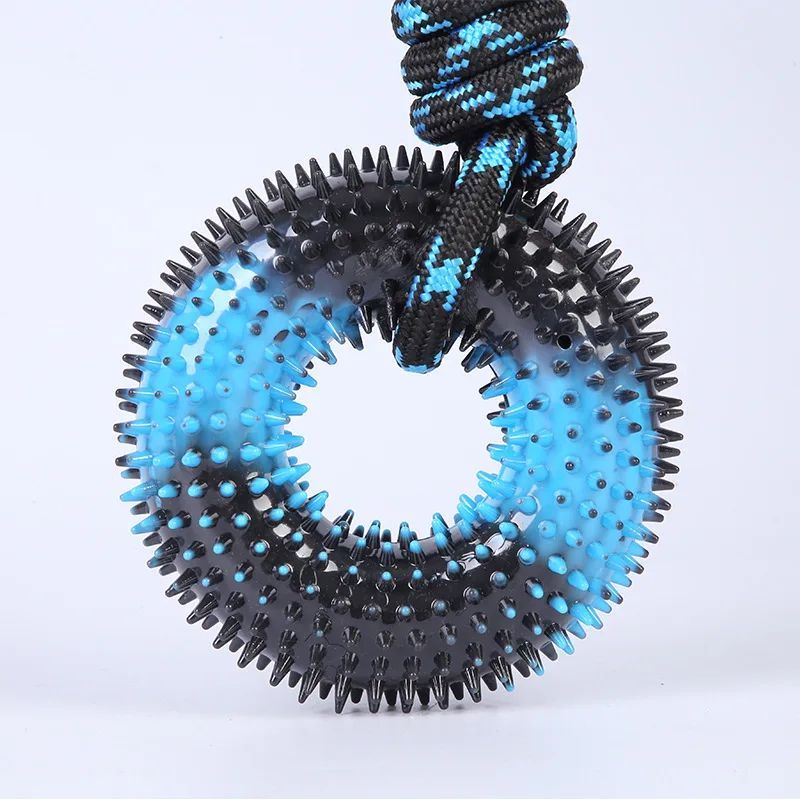 Knot Rope Dog Accessories Hand Pull Double Color Barbed Circle Molar Bite Resistance Interactive Training Pull Rope Dog Toys