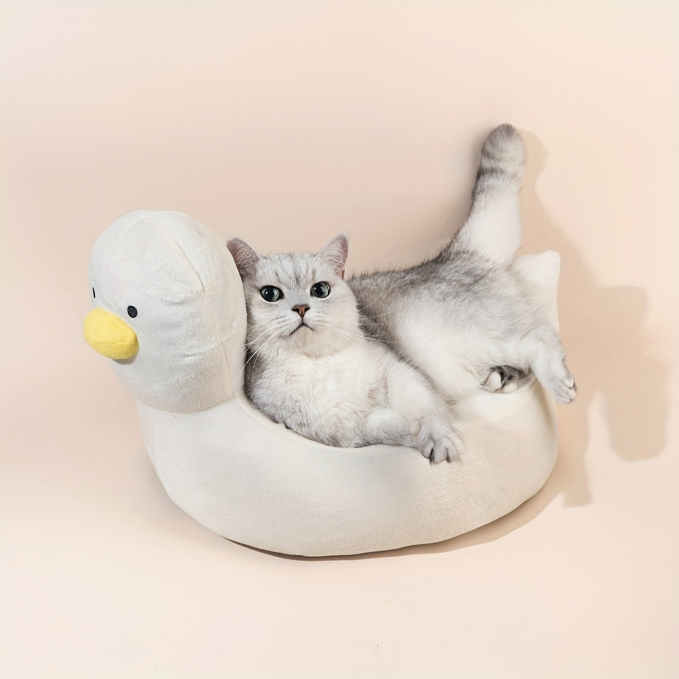 Canapé-lit confortable et moelleux en forme de canard pour animaux de compagnie, adapté aux petits chiens, matériau en polyester doux, motif unique, nid de couchage confortable quatre saisons pour chats et chiots