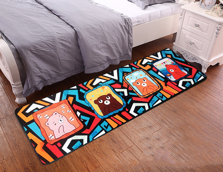 Cute Cat Kitchen Rectangular Rug Anti-slip Bedroom Bedside Bed Front Mat Pattern Ultra-thin