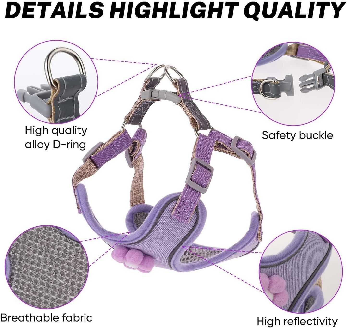 Breathable Mesh Puppy Vest Harness With Quick Release Buckle For Small Medium Large Dogs